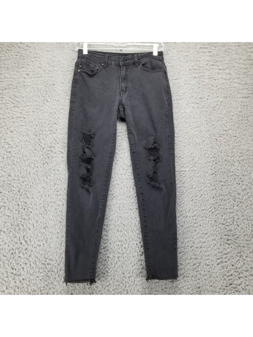 KanCan Jeans Womens 27 Black Distressed Stretch Ankle Skinny Denim